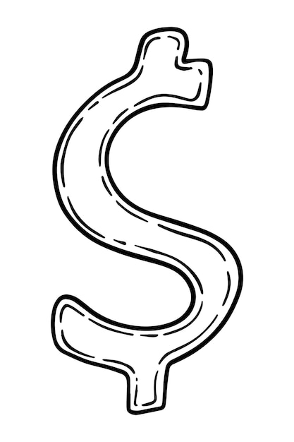 Dollar sign doodle line cartoon