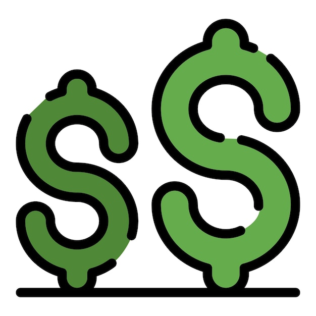 Vector dollar sign icon outline dollar sign vector icon color flat isolated