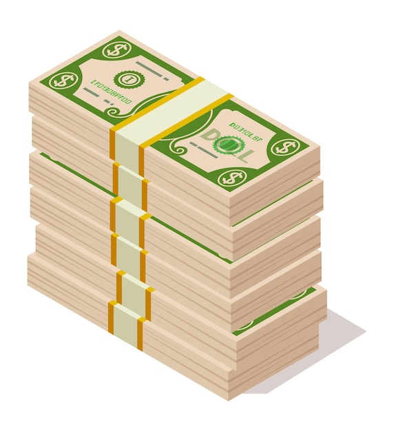 Dollar stacks icon. bunch of paper money. big pile of cash. vector illustration.