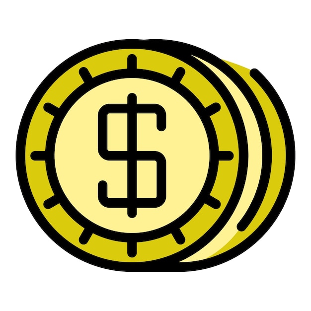 Vector dollar token icon outline dollar token vector icon color flat isolated