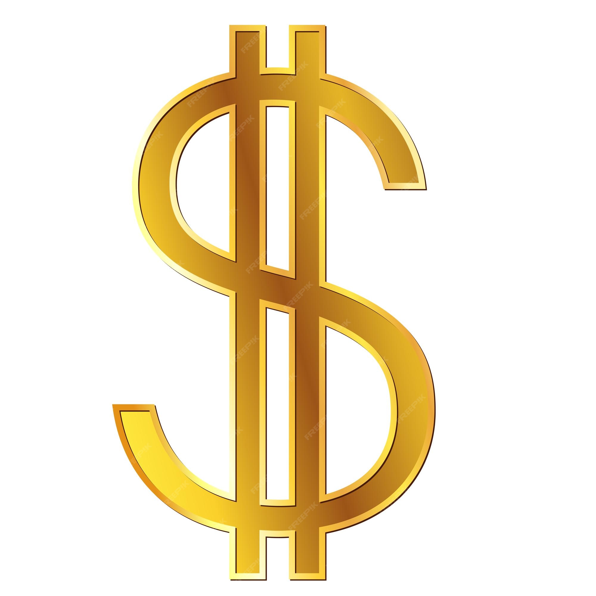 Premium Vector Dollar usd currency golden sign in front view isolated
