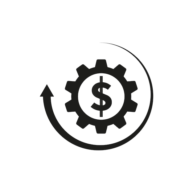 Dollar versnelling pijlpictogram. Vector illustratie.