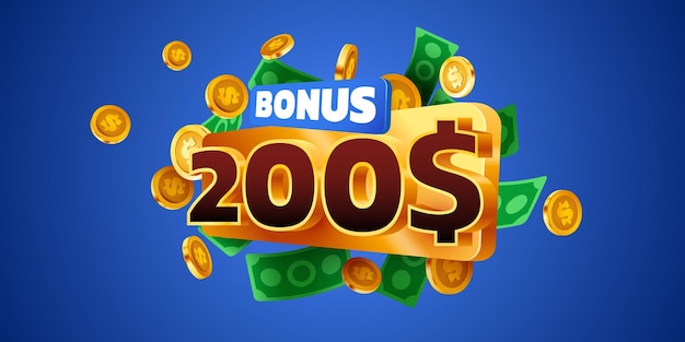 dollars bonus falling golden coins cashback or prize concept