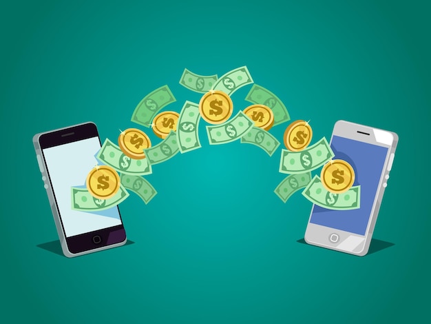 Dollars and coins money currency transaction illustration