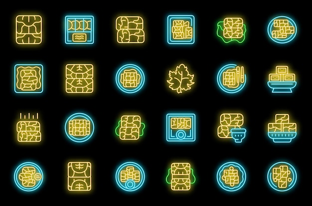 Dolma icons set vector neon