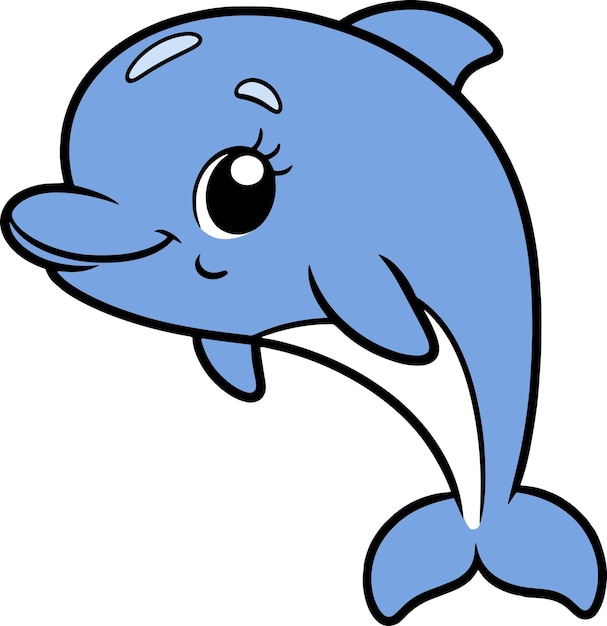 Vettore clipart del personaggio dei cartoni animati dolphin 2d.