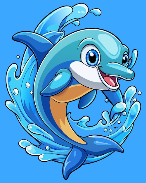 Dolphin 3D Vector Cartoon Illustratie op witte achtergrond