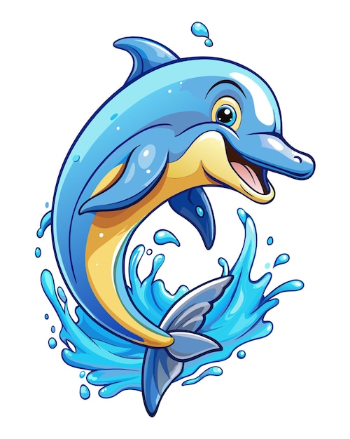 Dolphin 3D Vector Cartoon Illustratie op witte achtergrond