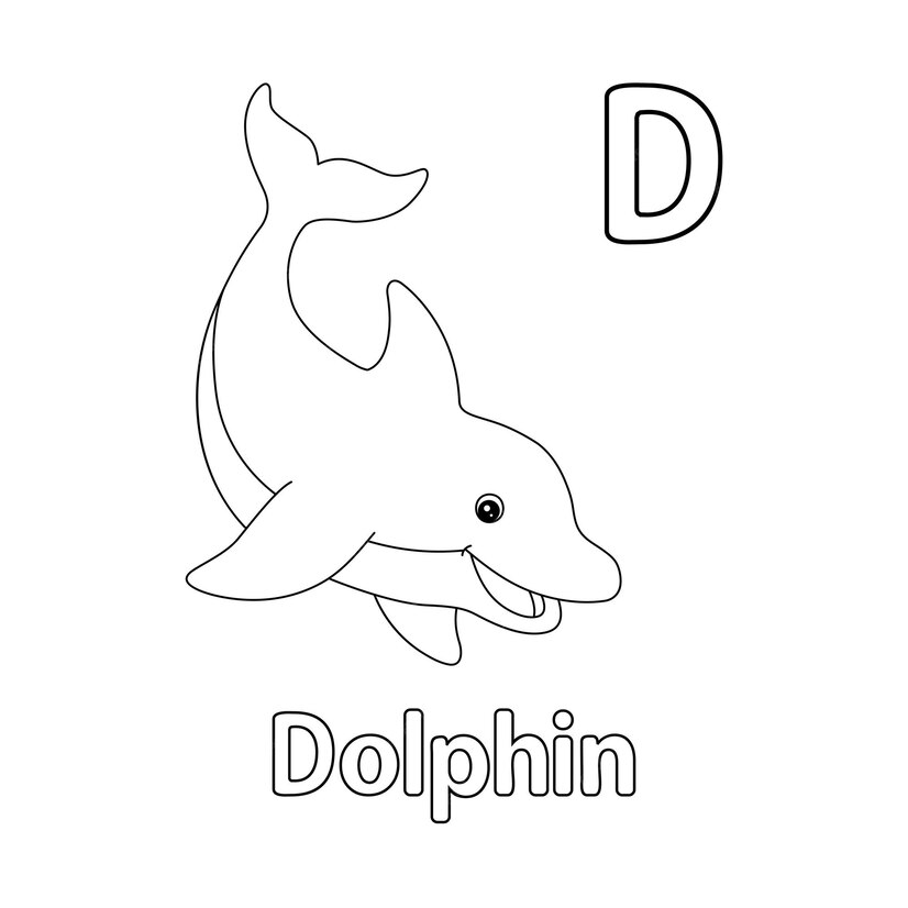 Premium Vector | Dolphin alphabet abc coloring page d
