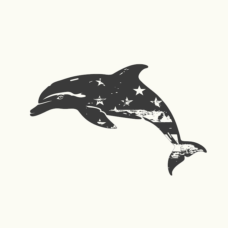Vector dolphin american flag silhouette vector illustration