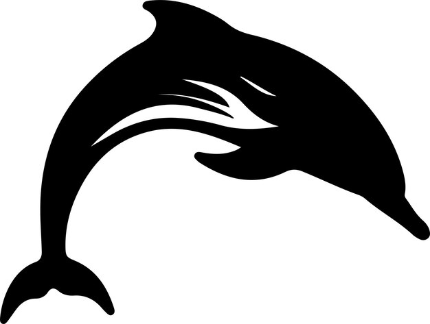 Vector dolphin black silhouette with transparent background