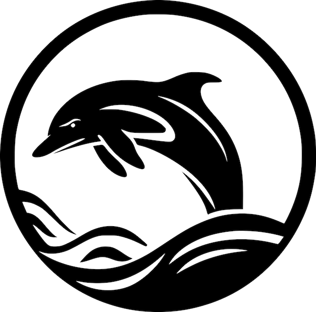 Dolphin Black and White Vector illustration