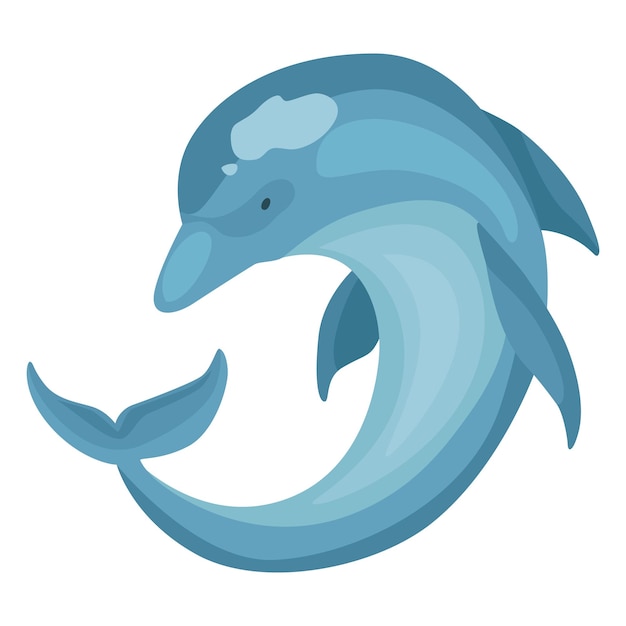 돌고래 만화 캐릭터 바다 포유 동물 바다 생활 푸른 물고기 또는 야생 자연 동물의 흰색 벡터 일러스트 레이 션에 고립 된 모션