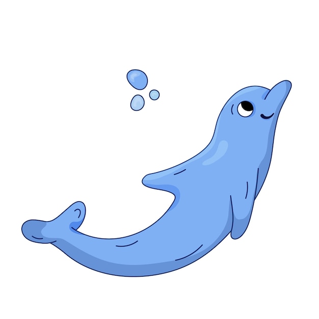 イルカ漫画のベクトル図 海の住人 海の孤立したイルカ 海の動物の概念