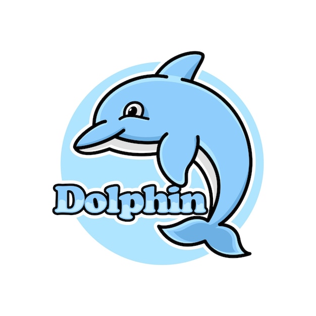 Dolphin character vector illustration, With cute and childish style