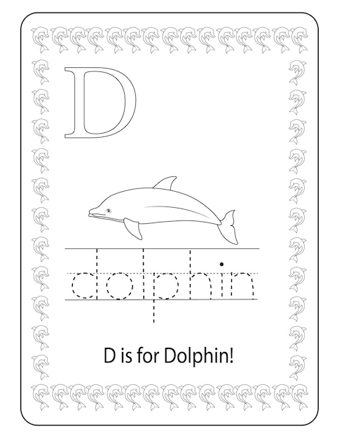 Dolphin coloring book page for kids