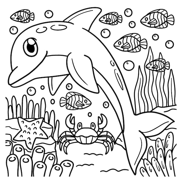 Dolphin Coloring Page for Kids