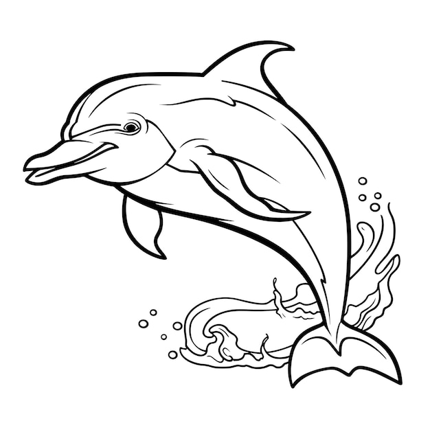 Premium Vector | Dolphin coloring pages for children black and white