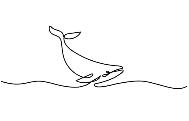 돌고래 연속 한 줄 그림 터 일러스트레이션 고립된 돌고래의 터 터
