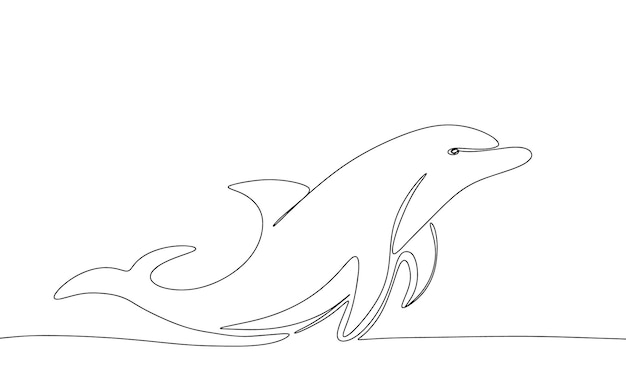 Dolphin één lijn continu Lijnkunst Dolphin Handgetekende vectorkunst