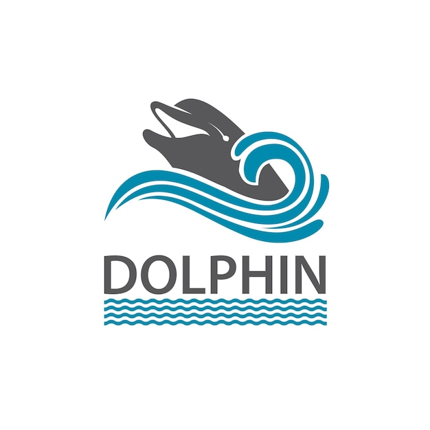 dolphin emblem with sea waves