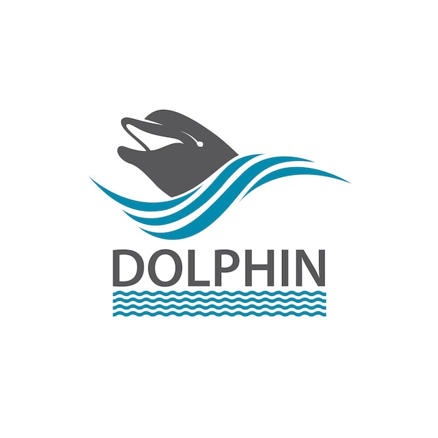 dolphin emblem with sea waves