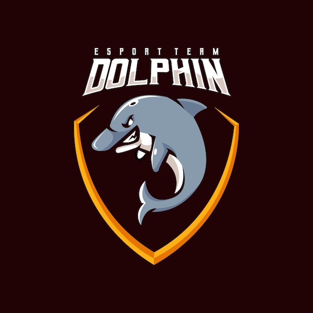 Vettore dell'illustrazione del disegno del logo dolphin esport