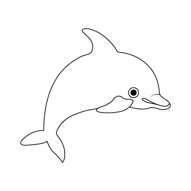 Vector dolphin fish jumps out of the water continuous one line outline vector drawing illustration