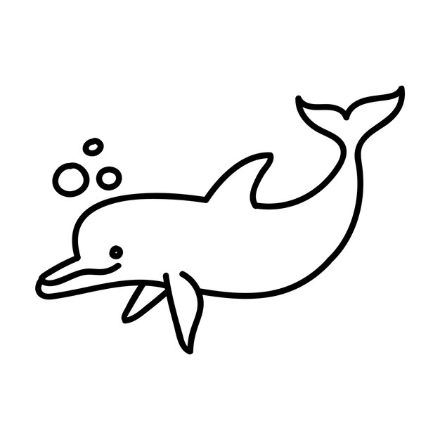 Dolphin icon hand drawn vector illustration