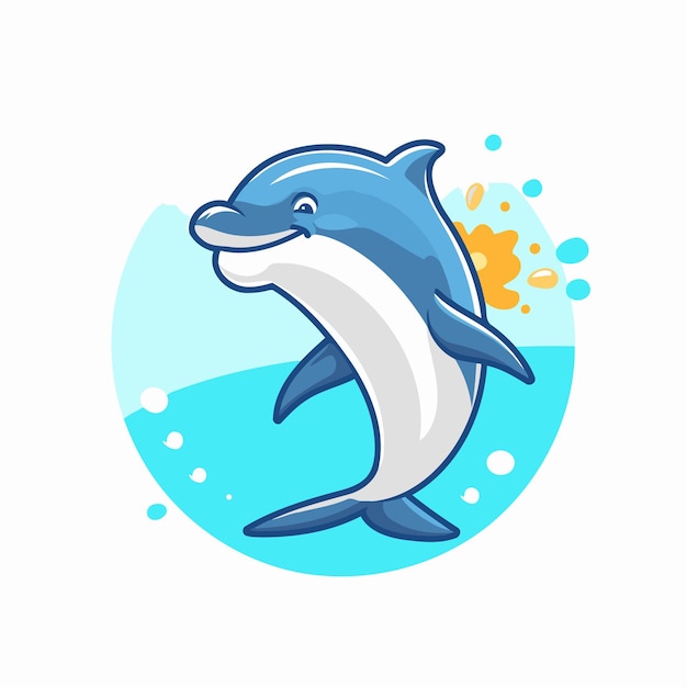 Vector dolphin icon logo emblem vector illustration in cartoon style