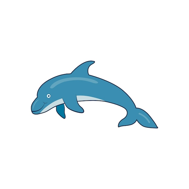 Dolphin illustration in vector on white background Childish dolphin vector illustration