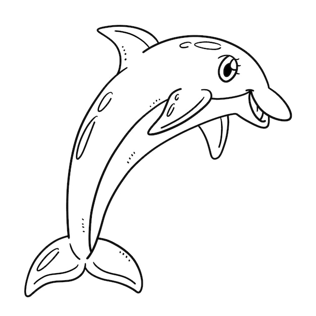 Vector dolphin jumping out isolated coloring page