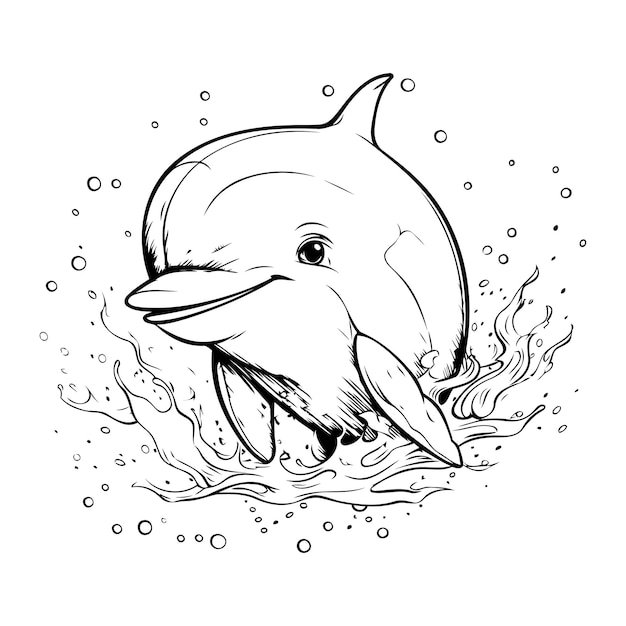 Vector dolphin jumping out of the water vector illustration of a dolphin