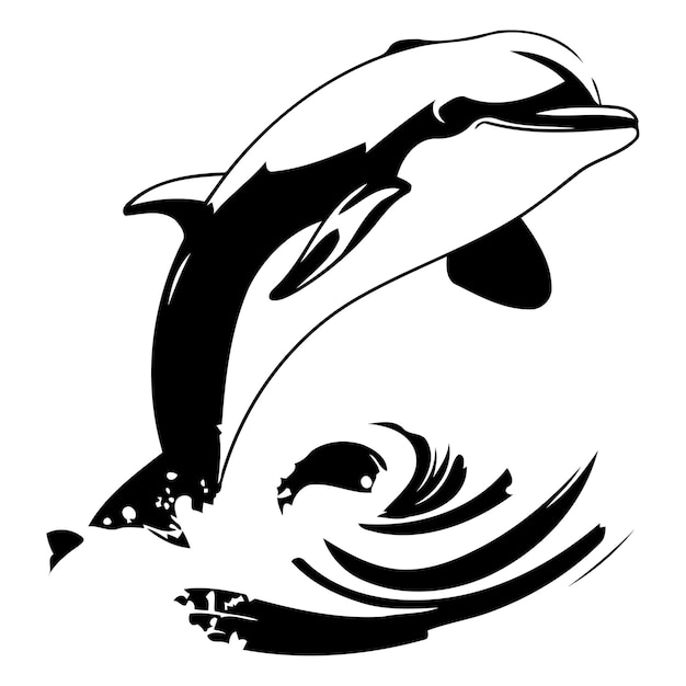 Dolphin jumping out of the water Vector illustration on white background