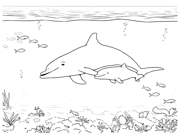 Dolphin lijn tekening voor het kleuren