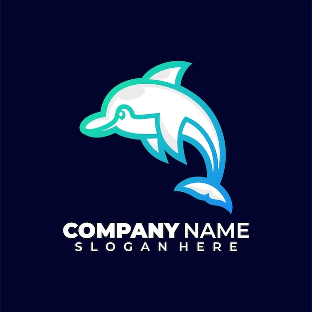 Dolphin lineart vector mascot logo