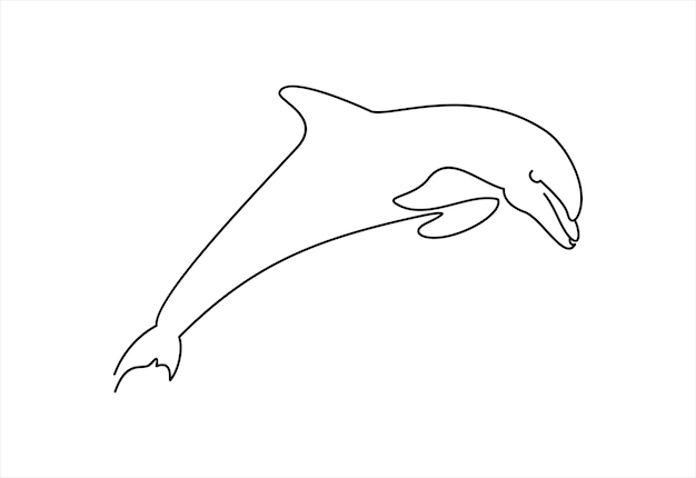 Delfino logo design, emblema astratto con delfino in illustrazione vettoriale