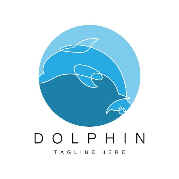Дизайн векторной иконки логотипа дельфина. Морские животные. Типы рыб. Млекопитающие любят летать и прыгать.