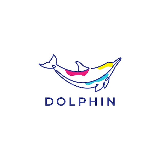 Дизайн логотипа минималистской абстрактной линии дельфина океана