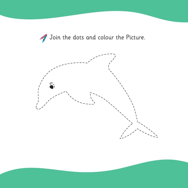 イルカの輪郭イラスト、魚の輪郭イメージ、ぬり絵活動