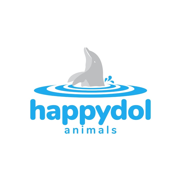 Вектор Дельфин, играющий в воду, красочный дизайн логотипа, векторный графический символ, иконка, знак, иллюстрация, креативная