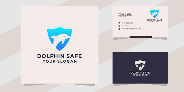 Modello di logo sicuro per i delfini