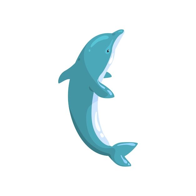 Dolphin sea animal jumping vector Illustration isolated on a white background