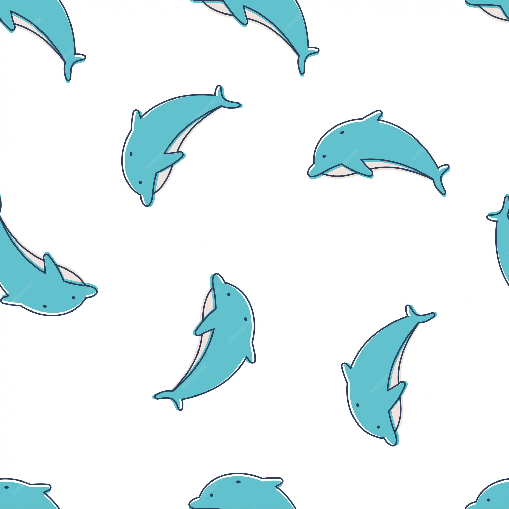 Premium Vector | Dolphin seamless pattern on a white background for wallpaper, wrapping, packing, and backdrop. Premium Vector | Dolphin seamless pattern on a white background for wallpaper, wrapping, packing, and backdrop.