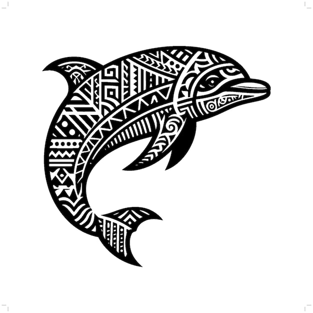 Dolphin silhouette in animal ethnic polynesia tribal illustration