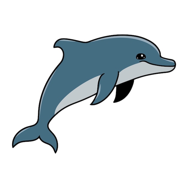 一隻海豚在白色的背景上設計 圖形插圖 Clipart Eps
