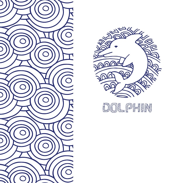 Dolphin vertical banner vector illustration Marine background