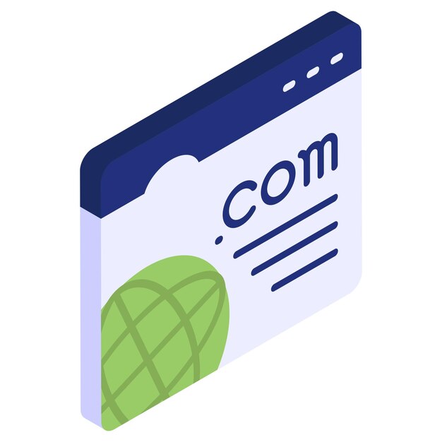 Il dominio com concetto dotcom o sito web indirizzo vettoriale icona design web design e sviluppo