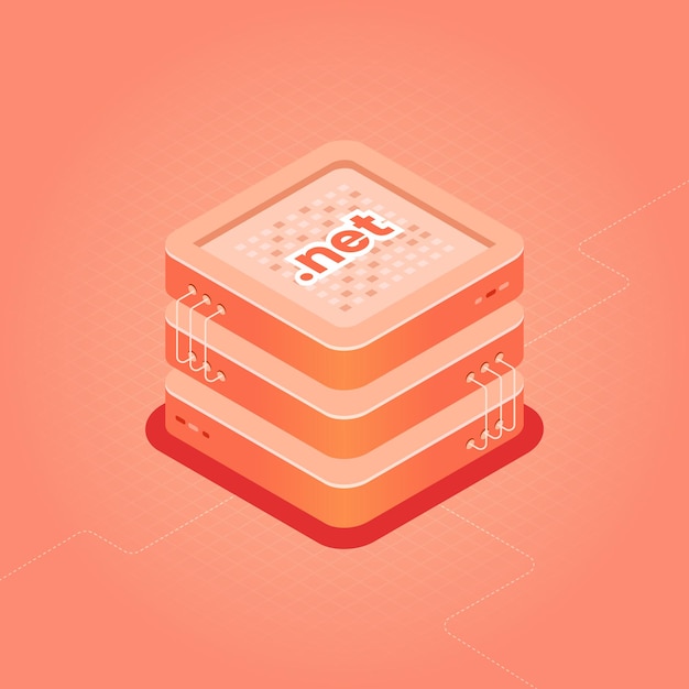 Vector domain hosting isometric illustration dot net category