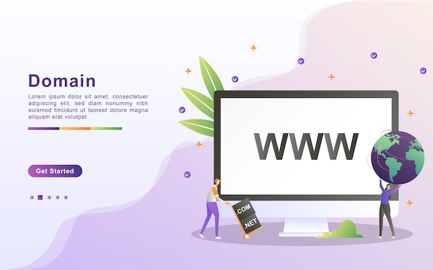 Domain name and registration concept.